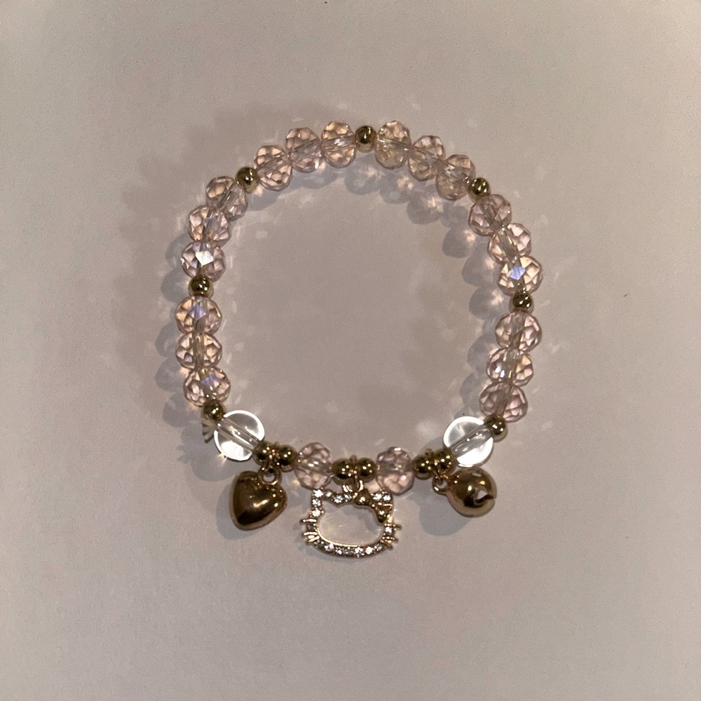 Gold and Pink Hello kitty Charm Bracelet